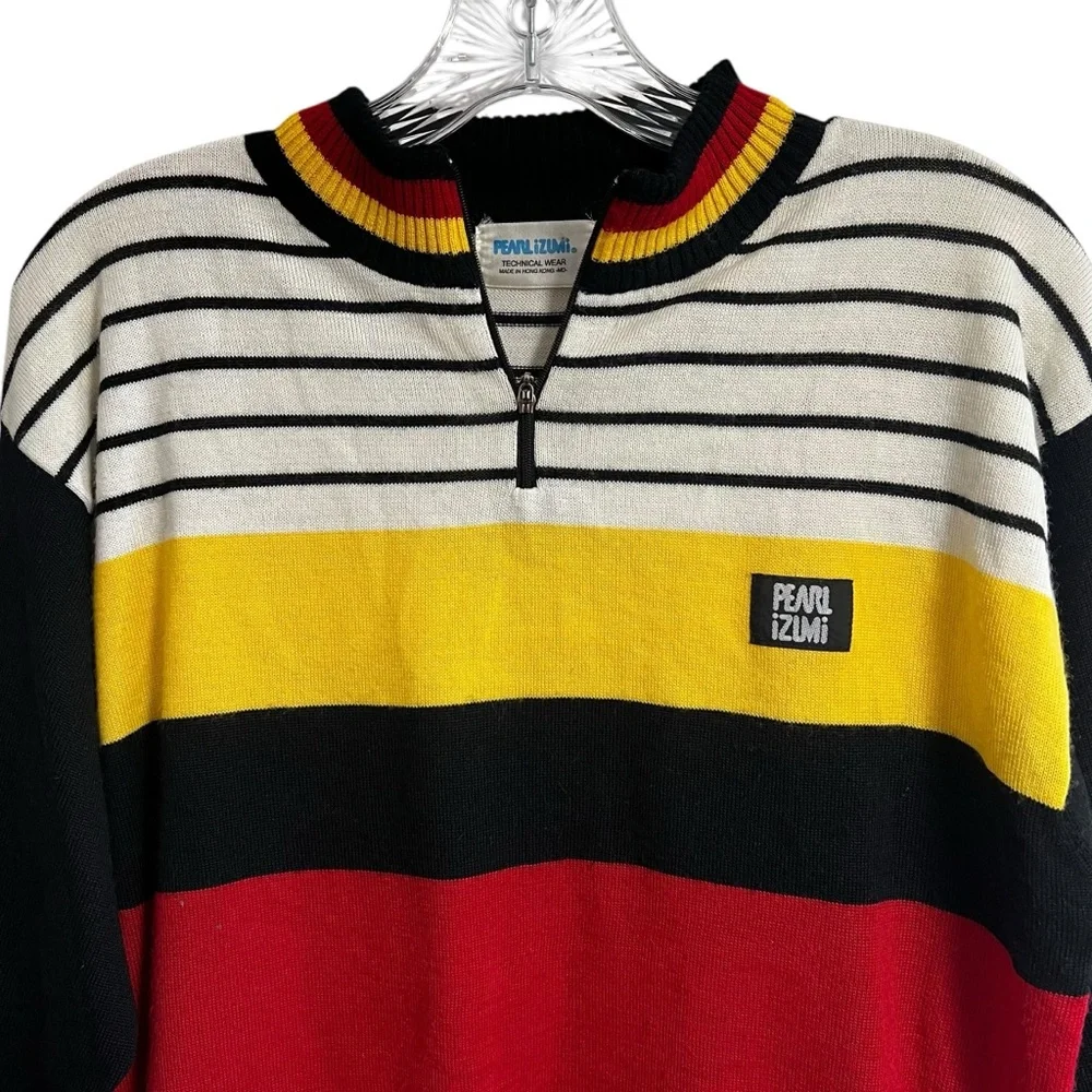 Vintage Pearl Izumi Striped Cycling Sweater 30% Wool | 80s | M | Made in Hong - Picture 4 of 10